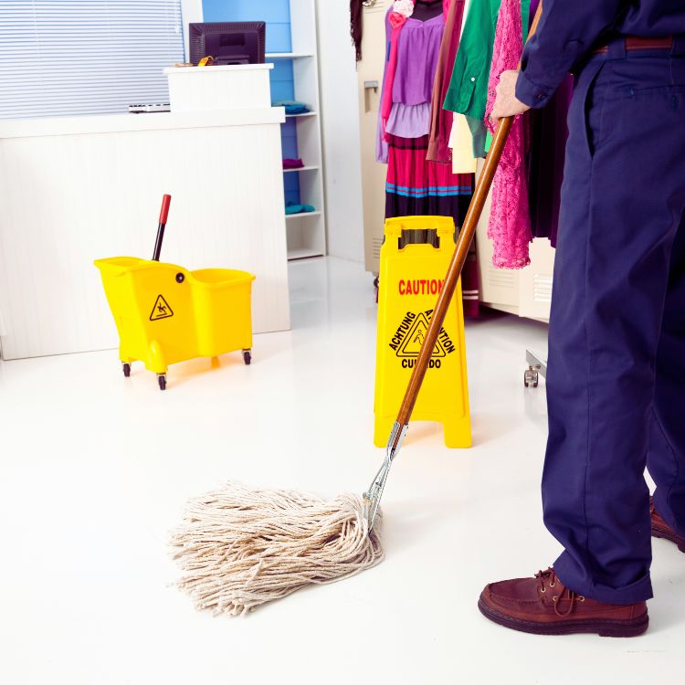 Clean and organized retail showroom maintained by Noble Janitorial